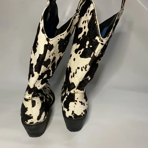 Dingo Black and White Cowhide Ankle Boots 8 1/5 leather - Picture 10 of 10
